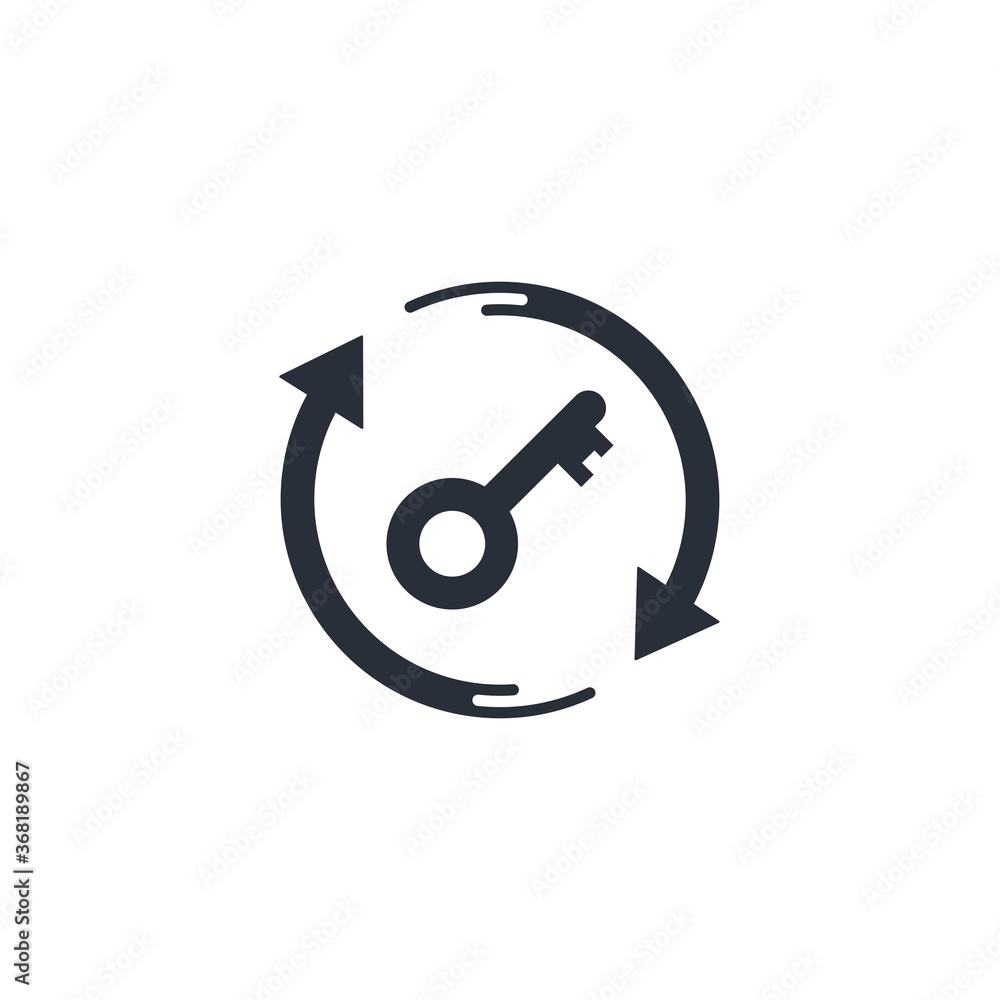 Rotation key and arrows. Vector icon isolated on white background. Rotation key and arrows. Vector icon isolated on white background.
