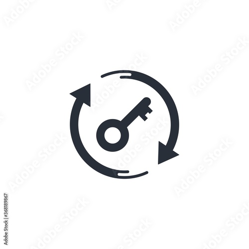 Rotation key and arrows. Vector icon isolated on white background.