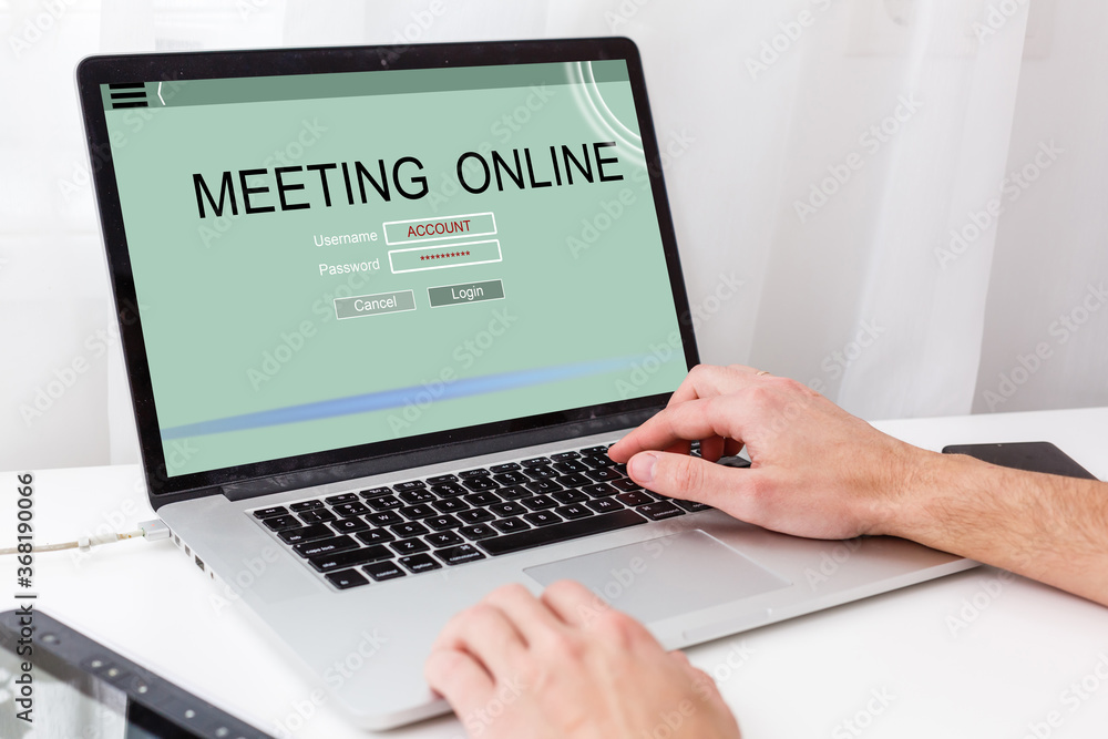 online meeting on laptop screen, team work using a Laptop Computer with Webinar E-business Browsing Connection and cloud online technology webcast concept, business concept online meeting on laptop screen, team work using a Laptop Computer with Webinar E-business Browsing Connection and cloud online technology webcast concept, business concept