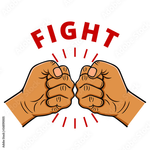 Fight Hand Gesture Symbol. Fist Hand Battle Punch Power. Competition Fighting Vector Conceptual
