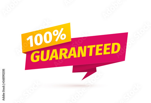 100 percent guaranteed satisfaction vector tag on white background. Assurance sticker paper style. Red warranty icon