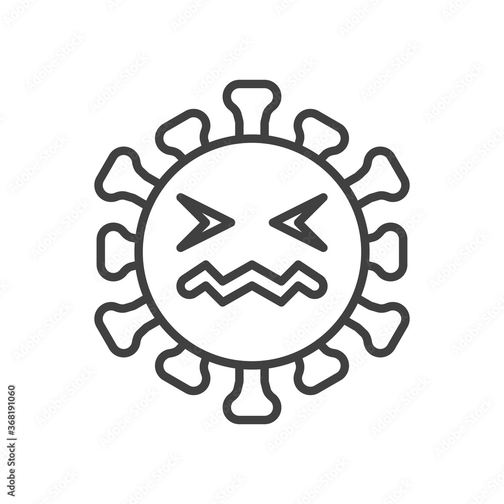 Confounded virus face line icon. linear style sign for mobile concept and web design. Annoyed coronavirus emoticon outline vector icon. Symbol, logo illustration. Vector graphics Confounded virus face line icon. linear style sign for mobile concept and web design. Annoyed coronavirus emoticon outline vector icon. Symbol, logo illustration. Vector graphics