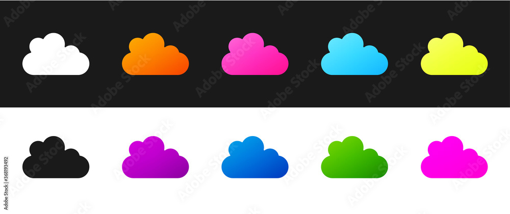 Set Cloud icon isolated on black and white background. Vector. Set Cloud icon isolated on black and white background. Vector.