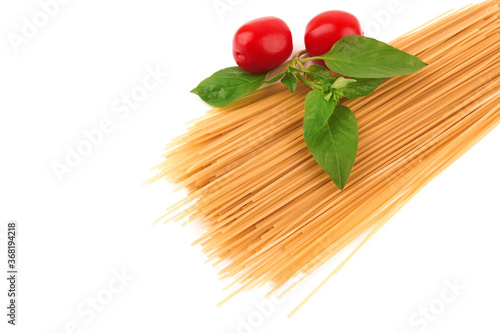 Raw spaghetti isolated
