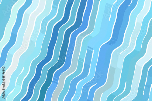 Blue waves White lines abstract paint background.