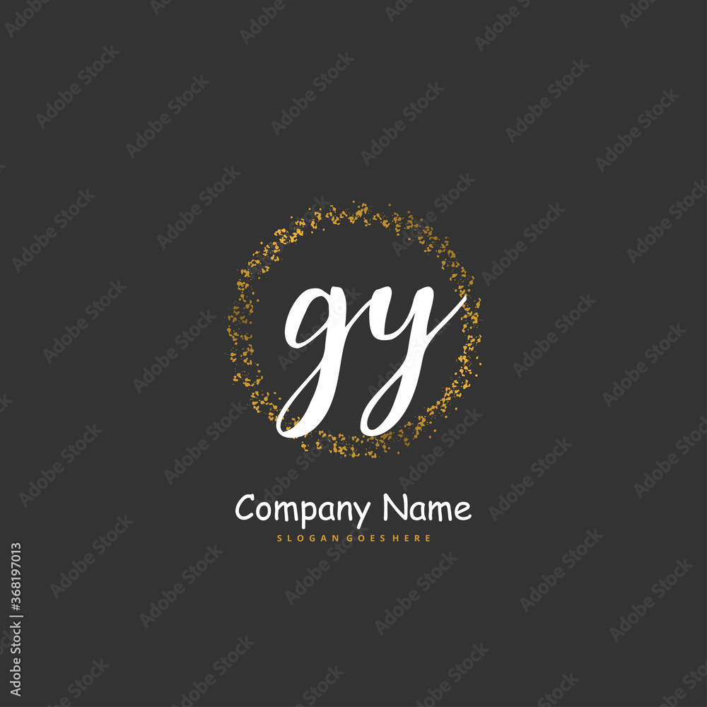 Fototapeta premium G Y GY Initial handwriting and signature logo design with circle. Beautiful design handwritten logo for fashion, team, wedding, luxury logo.