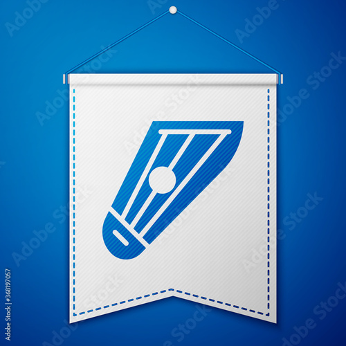 Blue Musical instrument kankles icon isolated on blue background. White pennant template. Vector.