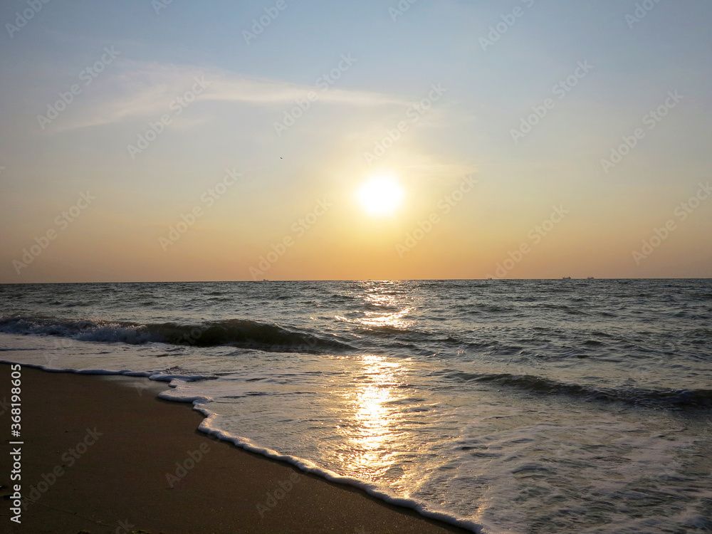 Scenic sunrise on the Black Sea coast.