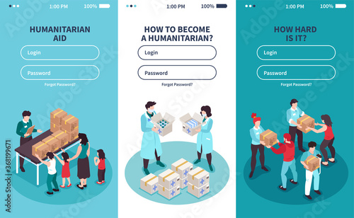 Humanitarian Support Isometric Banners