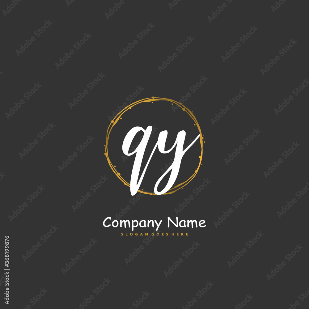 Q Y QY Initial handwriting and signature logo design with circle. Beautiful design handwritten logo for fashion, team, wedding, luxury logo. Q Y QY Initial handwriting and signature logo design with circle. Beautiful design handwritten logo for fashion, team, wedding, luxury logo.