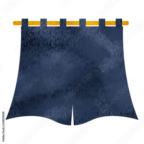 無地の藍色の暖簾