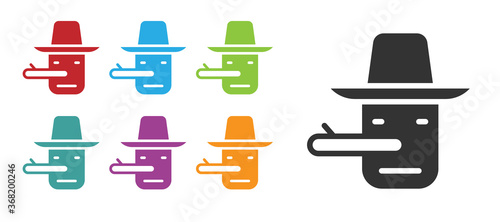 Black Pinocchio icon isolated on white background. Set icons colorful. Vector.