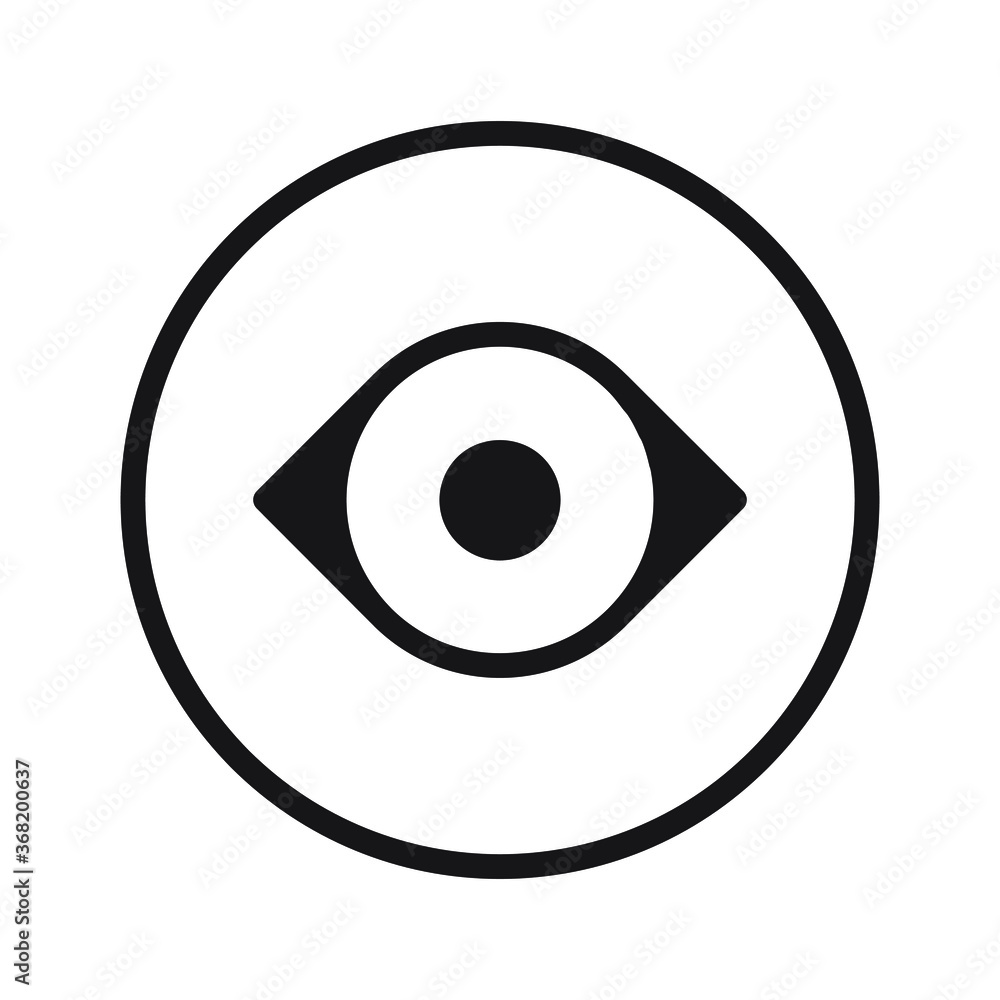 Eye vector icon. Optic eyesight and look symbol. View or watch sign. Optician logo. Isolated on white background. Eye vector icon. Optic eyesight and look symbol. View or watch sign. Optician logo. Isolated on white background.