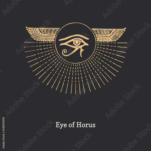 Eye of Horus, vector drawing in engraving style.