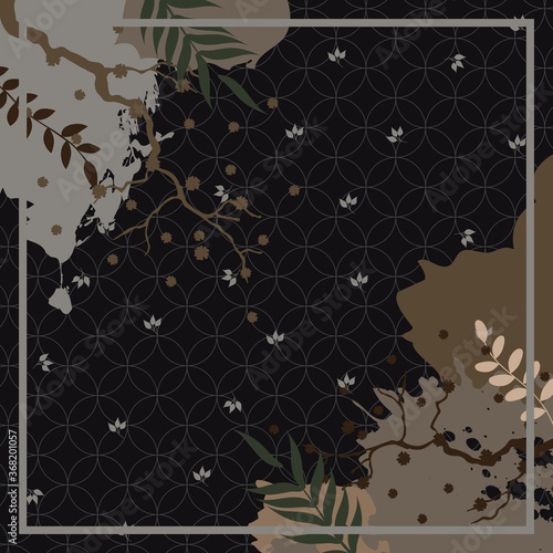 square scarf with abstract floral pattern design