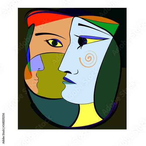 Colorful background, cubism art style,abstracts portraits