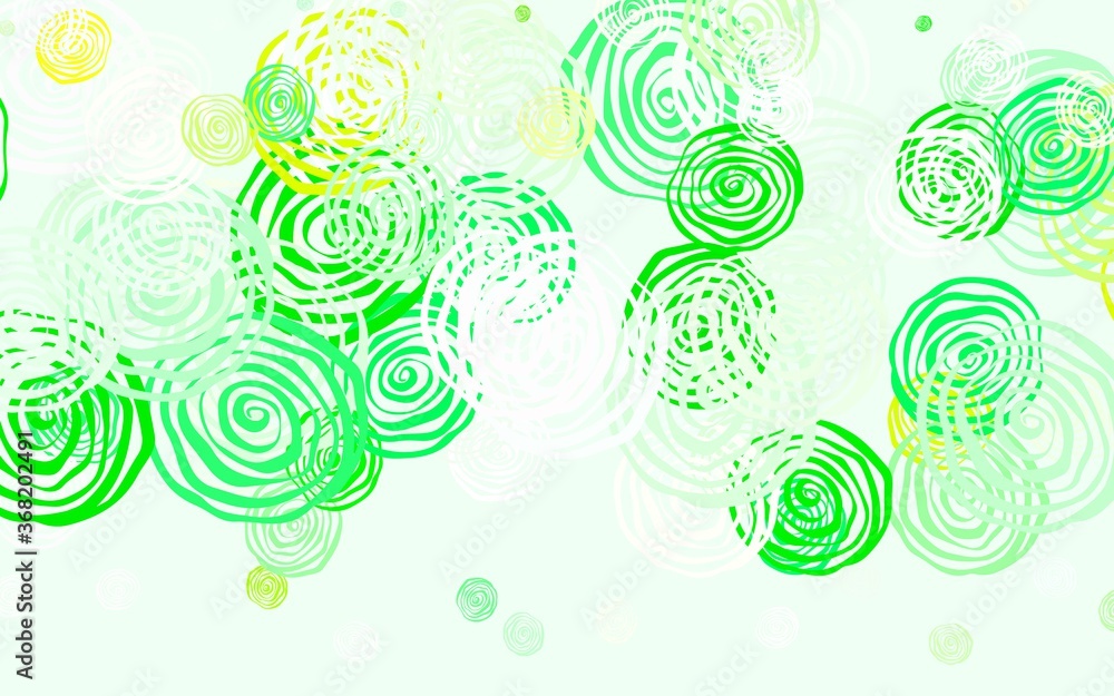 Light Green, Red vector doodle layout with roses.