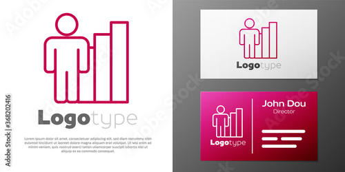 Logotype line Productive human icon isolated on white background. Idea work, success, productivity, vision and efficiency concept. Logo design template element. Vector.