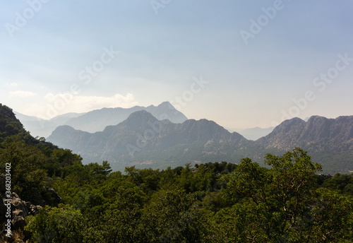 incredibly landscape against the backdrop of majestic mountains  summer