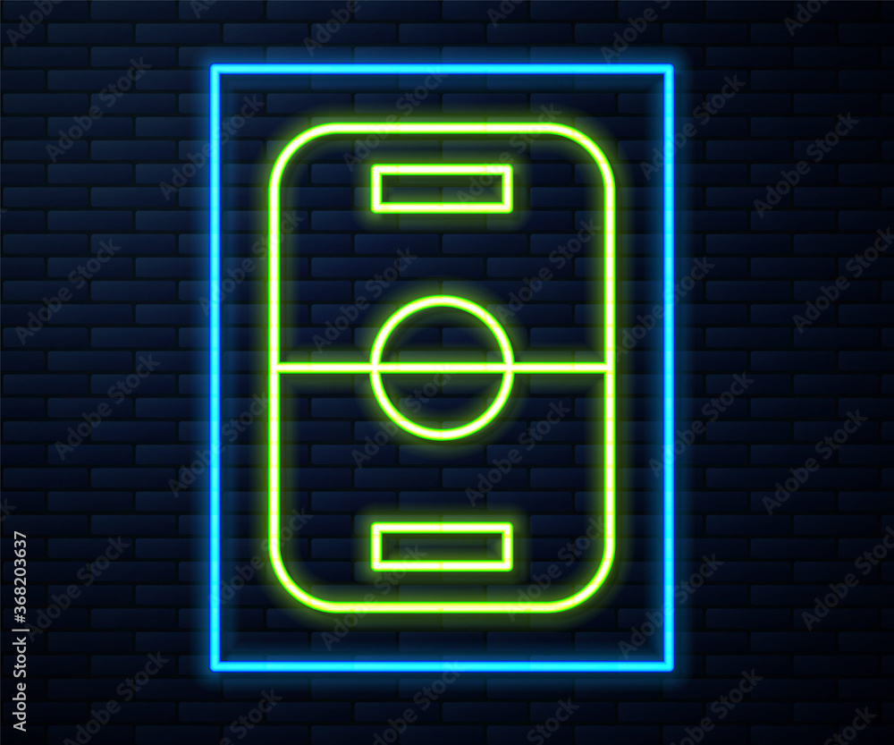 Glowing neon line Hockey table icon isolated on brick wall background. Vector. Glowing neon line Hockey table icon isolated on brick wall background. Vector.