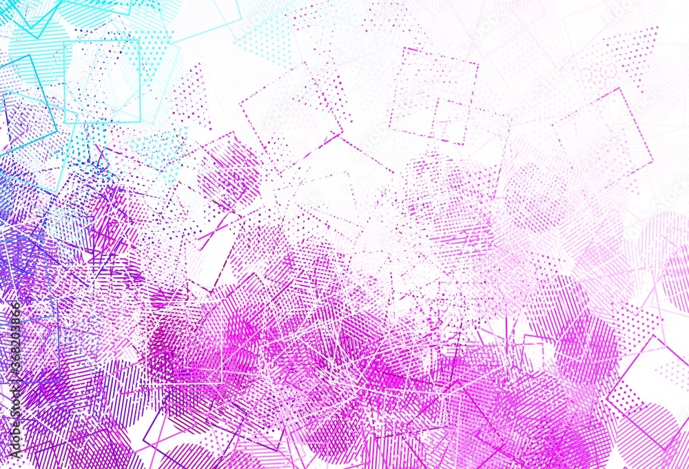 Obraz premium Light Pink, Blue vector backdrop with lines, circles, rhombus.