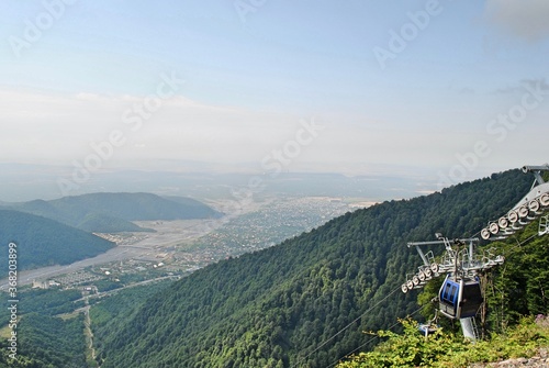 Scenic view of Greater Caucasus mountain from Tufandag mountain cable car station in Gabala. Azerbaijian