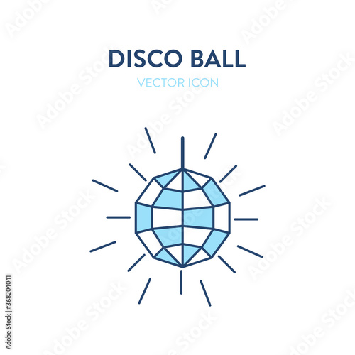 Disco ball icon. Vector illustration of a bright and colorful night party disco ball. Represents concept of lighting decoration elements at the night party