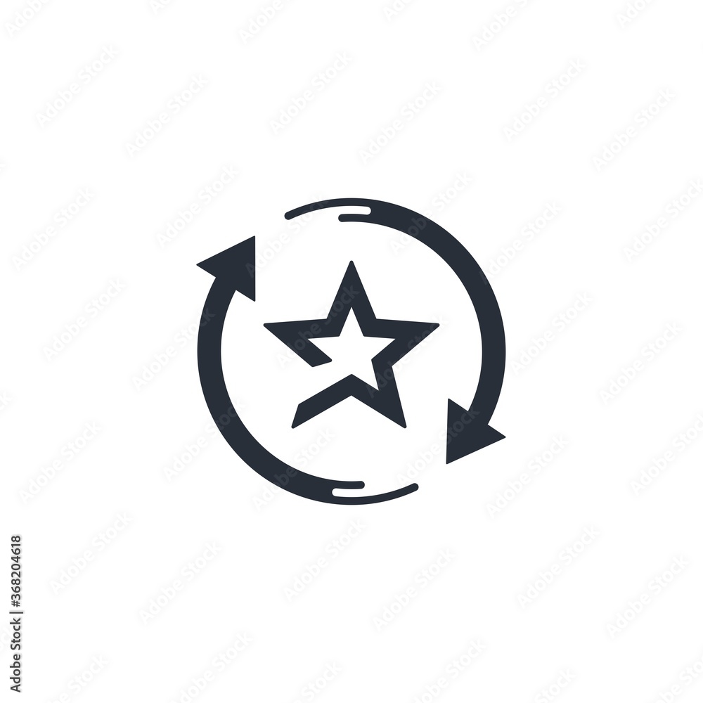 Rotation star and arrows. Vector icon isolated on white background. Rotation star and arrows. Vector icon isolated on white background.