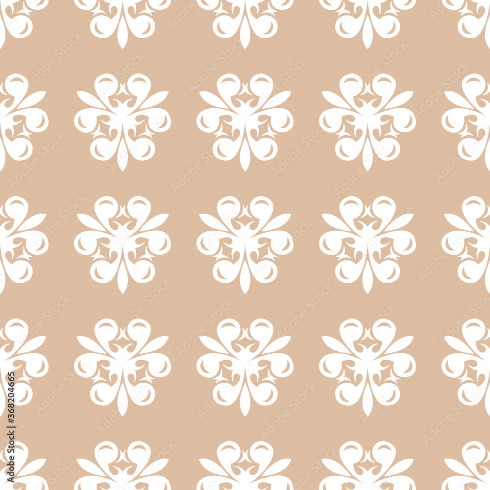 Floral seamless pattern. White flowers on brown beige background Floral seamless pattern. White flowers on brown beige background