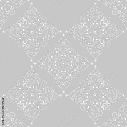 Seamless pattern in indian style. White and gray background