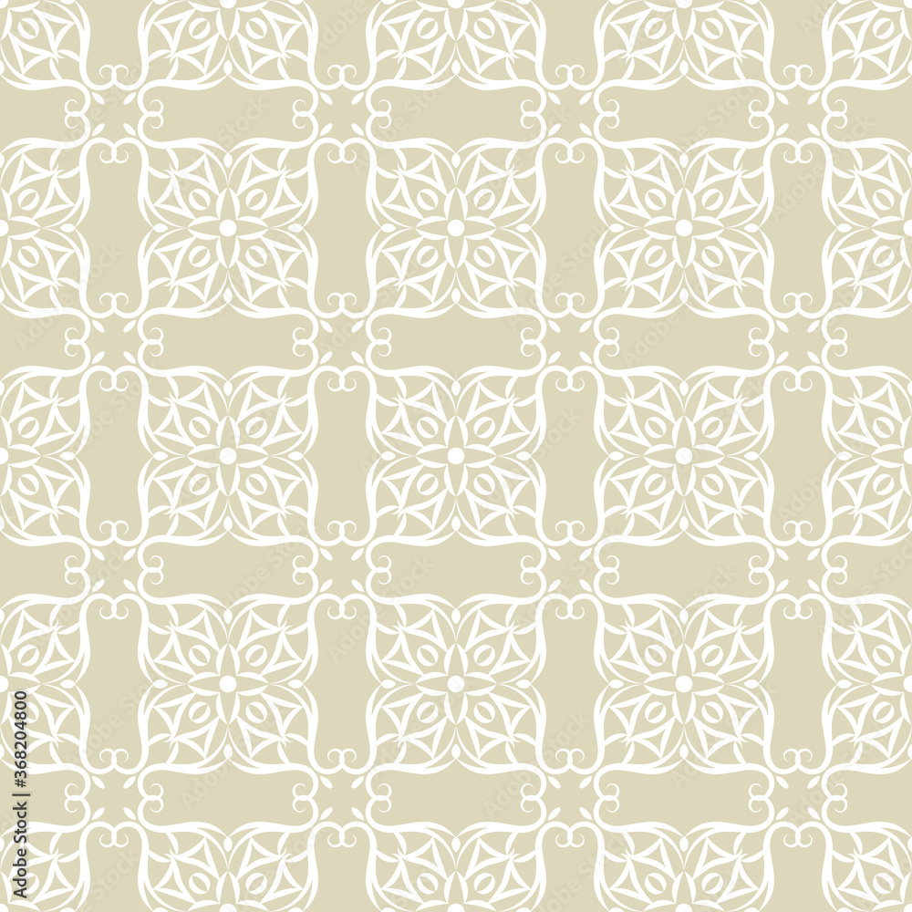 Floral seamless background. White pattern on olive green seamless backdrop Floral seamless background. White pattern on olive green seamless backdrop