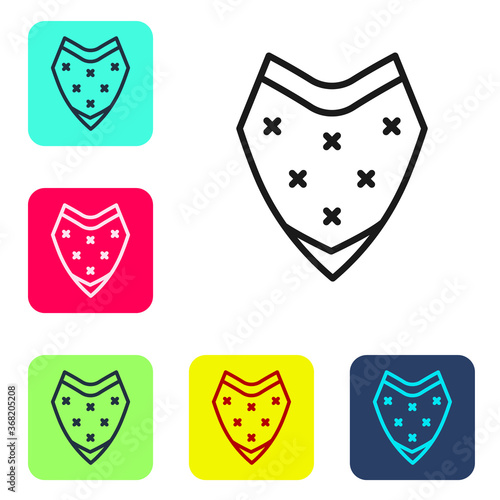 Black line Traditional mexican poncho clothing icon isolated on white background. Set icons in color square buttons. Vector.