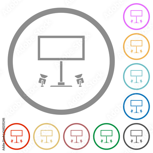 Billboard with reflectors flat icons with outlines