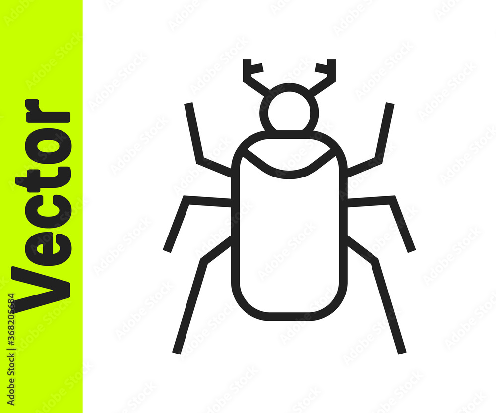 Black line Beetle bug icon isolated on white background. Vector. Black line Beetle bug icon isolated on white background. Vector.