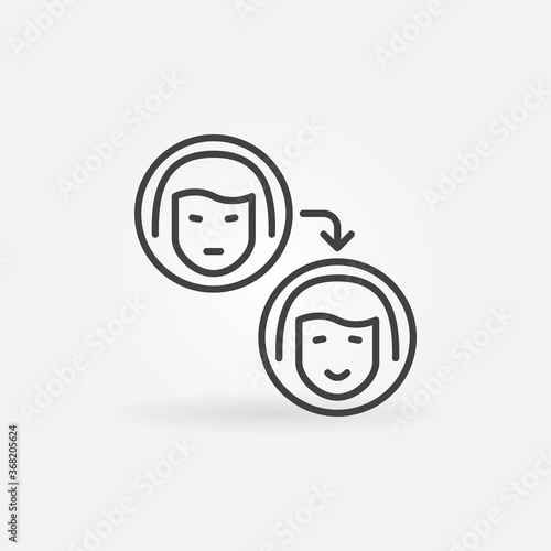 Deepfake outline icon. Vector Woman Face Swap concept linear symbol or design element
