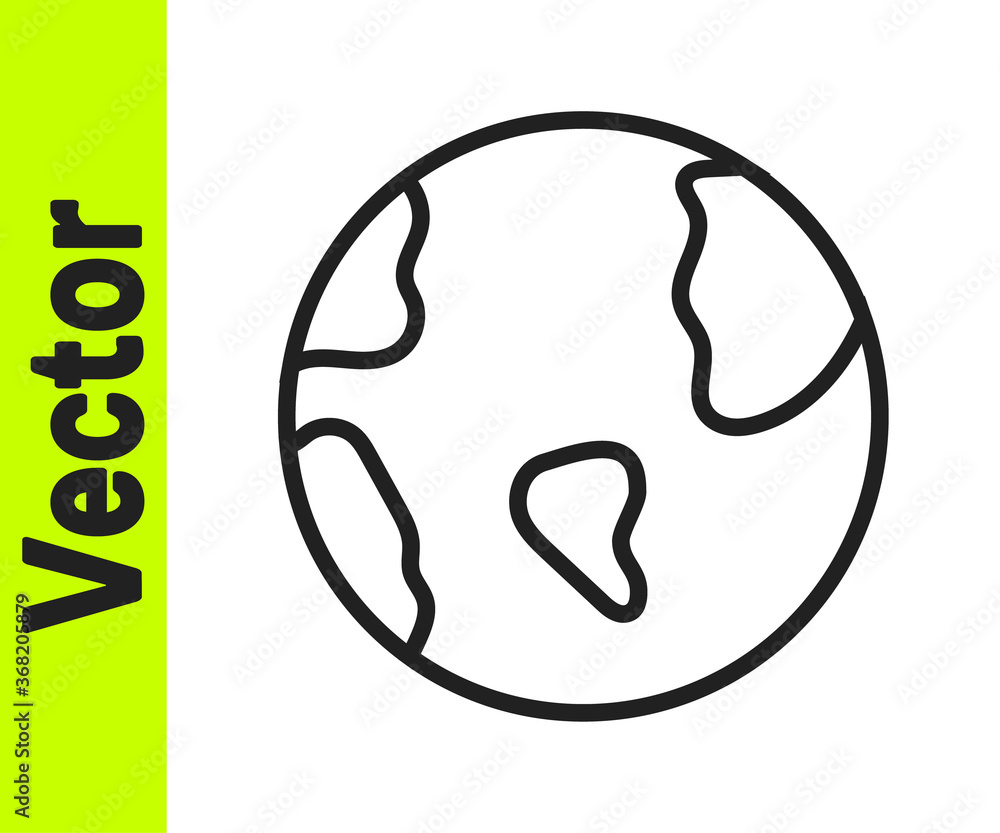 Black line Earth globe icon isolated on white background. World or Earth sign. Global internet symbol. Geometric shapes. Vector. Black line Earth globe icon isolated on white background. World or Earth sign. Global internet symbol. Geometric shapes. Vector.