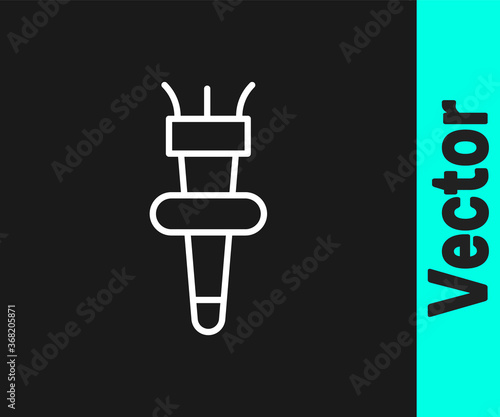 White line Torch flame icon isolated on black background. Symbol fire hot, flame power, flaming and heat. Vector. © Kostiantyn