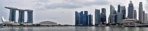 Panoramic view of the Marina sans bay hotel and the financial area of       Singapore