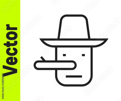 Black line Pinocchio icon isolated on white background. Vector.