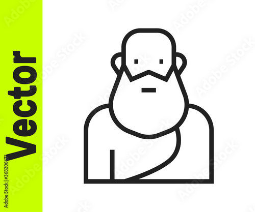 Black line Socrates icon isolated on white background. Sokrat ancient greek Athenes ancient philosophy. Vector.