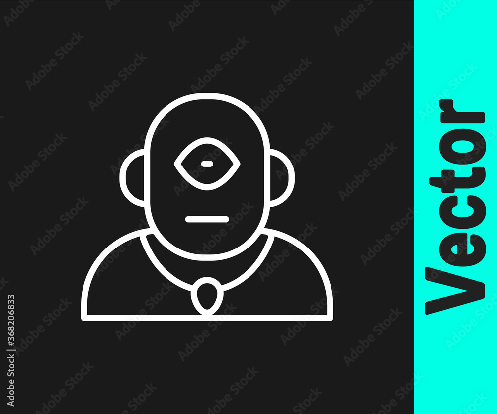 White line Cyclops icon isolated on black background. Vector. White line Cyclops icon isolated on black background. Vector.