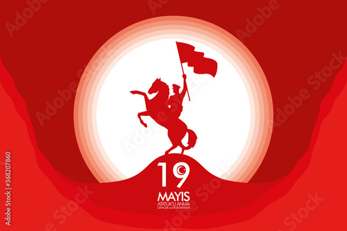 zafer bayrami celebration card with soldier in horse