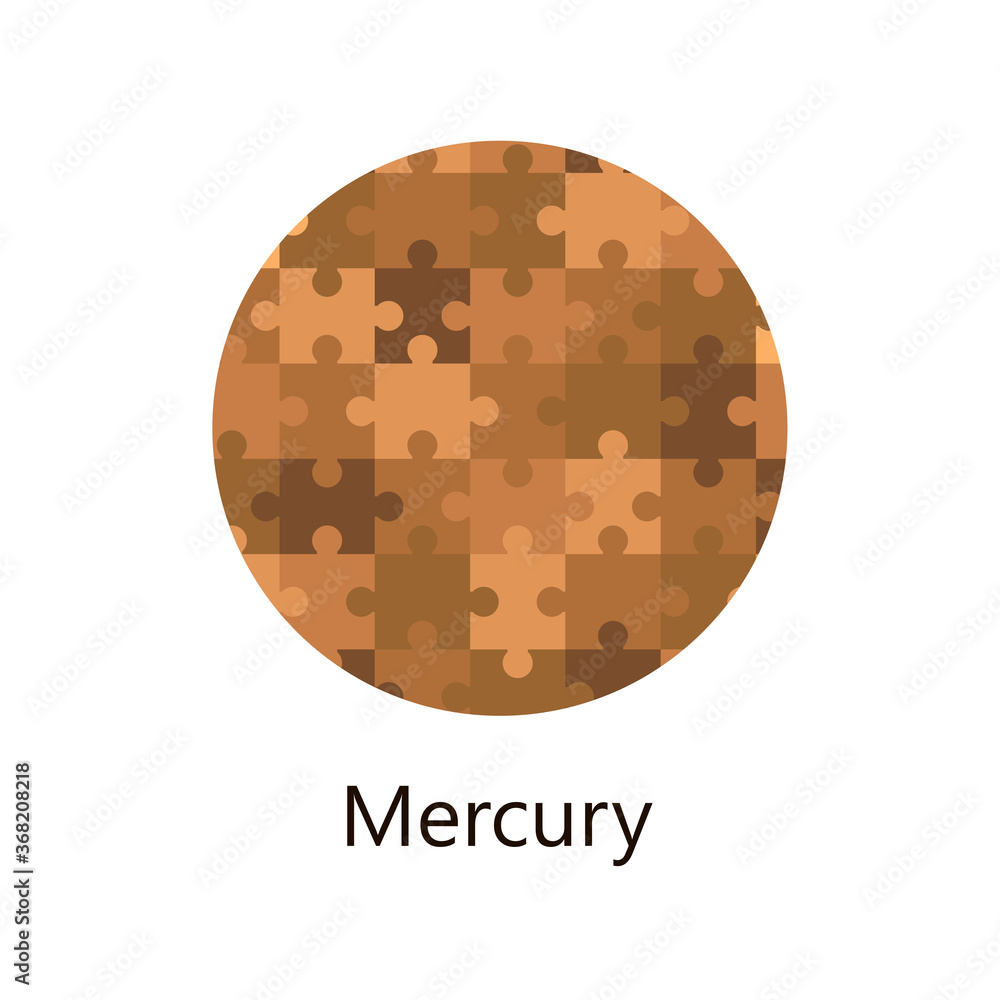 Mercury Silhouette Of Solar System Planet With Pattern Of Puzzle 