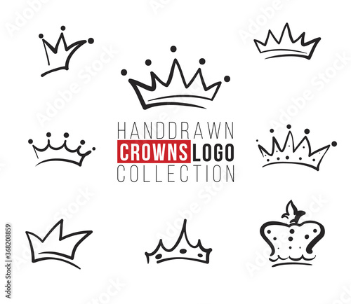 Hand drawn crown logo collection