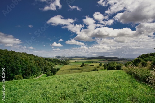 green field and blue sky