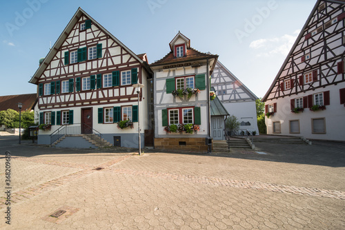 Historic old buildings in Germany in a small town in Swabia, in (süßen) near Stuttgart.