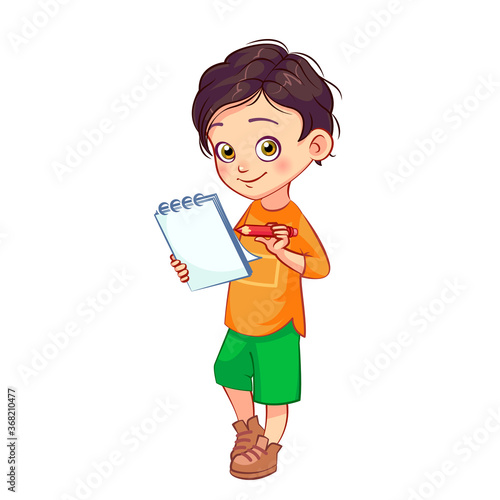 Boy with pencil and notepad