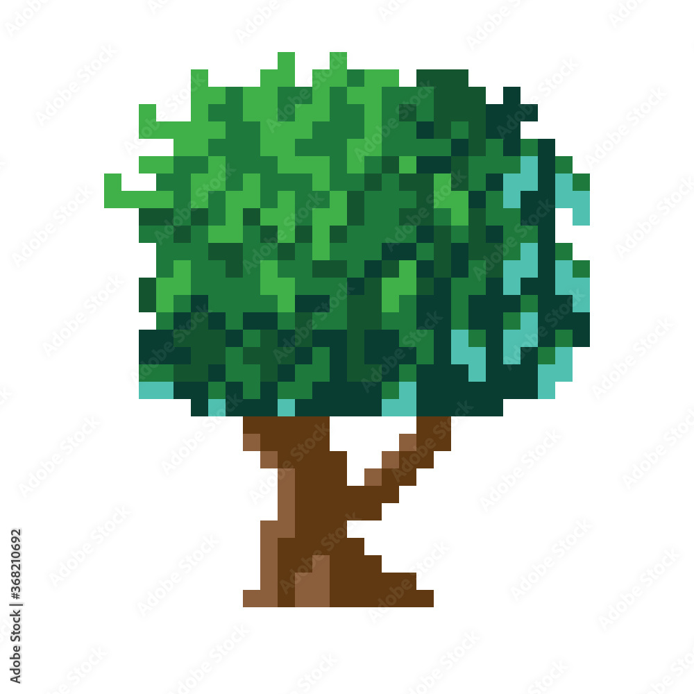 Tree pixel art. Vector picture. Tree pixel art. Vector picture.