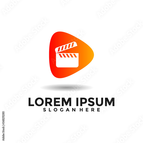 Modern video logo vector. Multimedia logo. Creative movie maker logo design concept.
