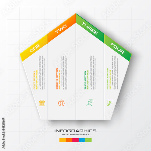 Pentagon element for infographic,Business concept with 4 options,Vector illustration.